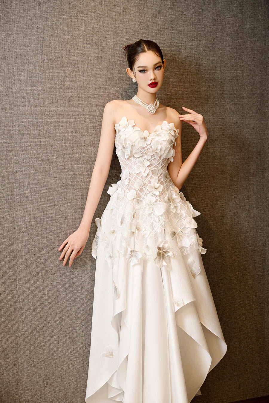 Crystal Couture A-line Sweetheart Neck Mesh Taffeta Floor Length Dress 2