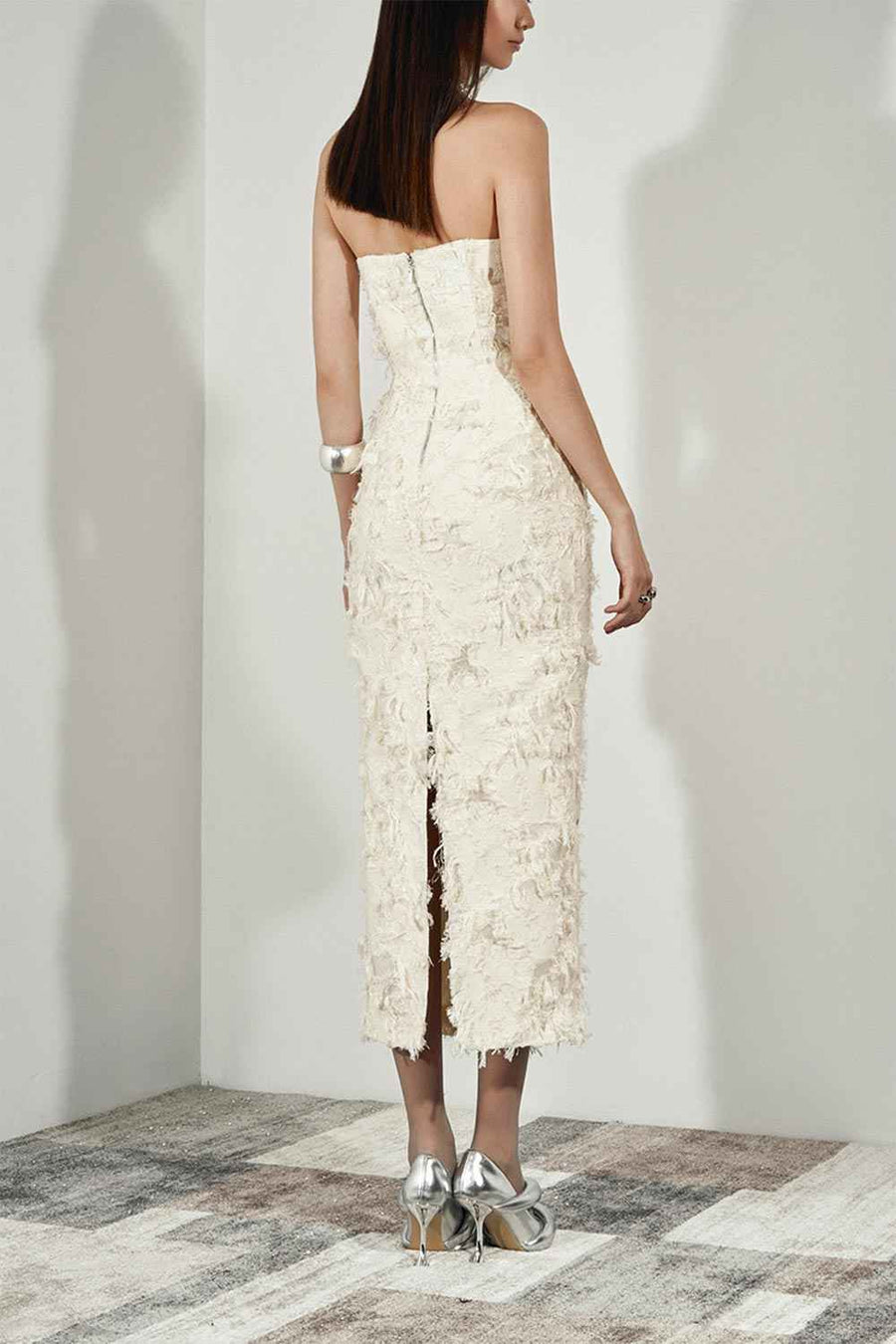 Farley Strapless Semi-Heart Neck Taffeta Midi Dress