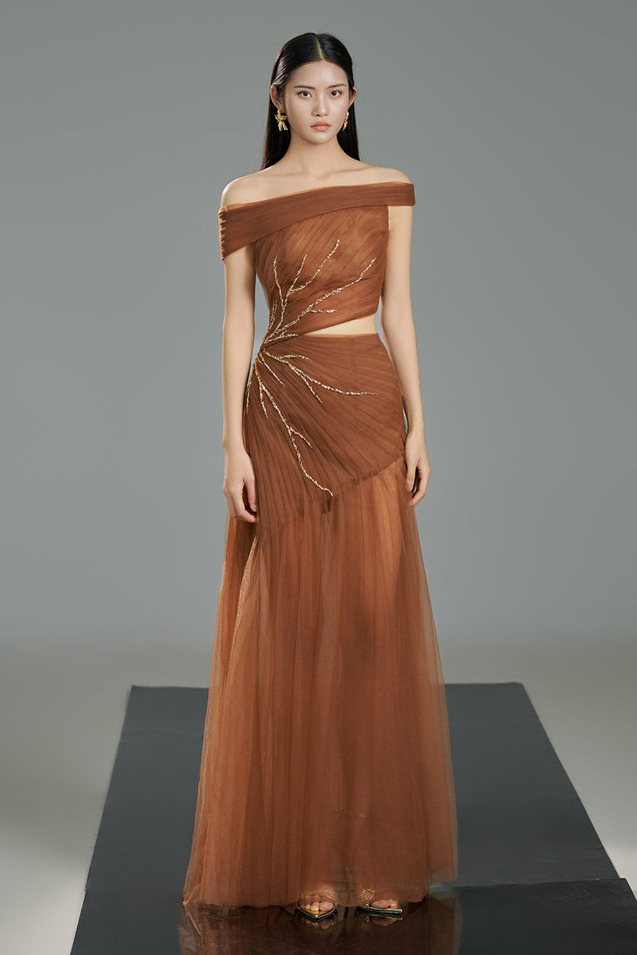 Sullivan A-line Cut-Out Polyester Floor Length Dress 7