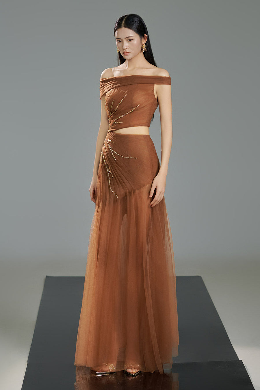 Sullivan A-line Cut-Out Polyester Floor Length Dress 6