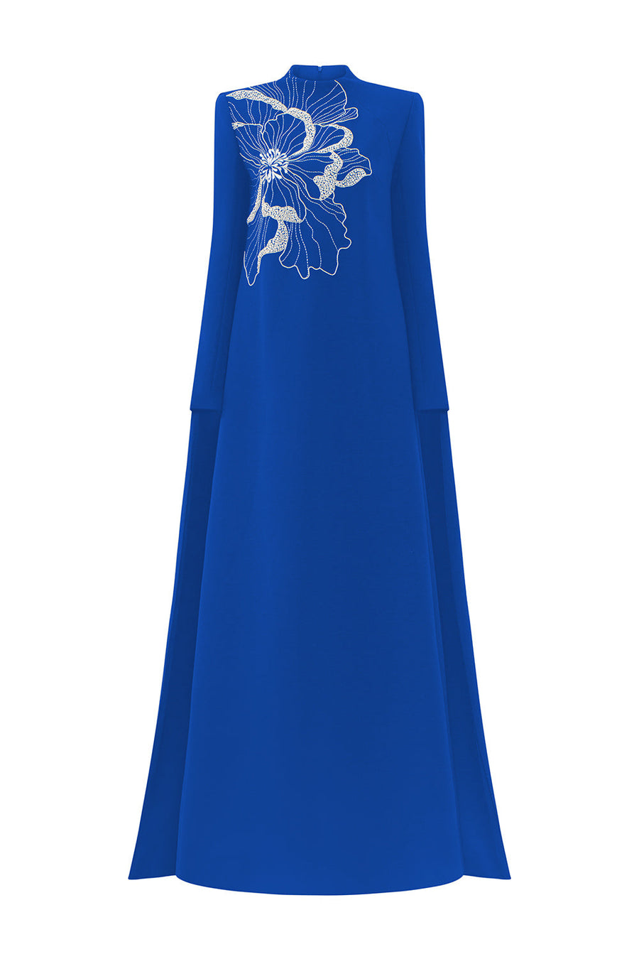 Lucero Trapezoid High Neck Velvet Satin Floor Length Dress 10