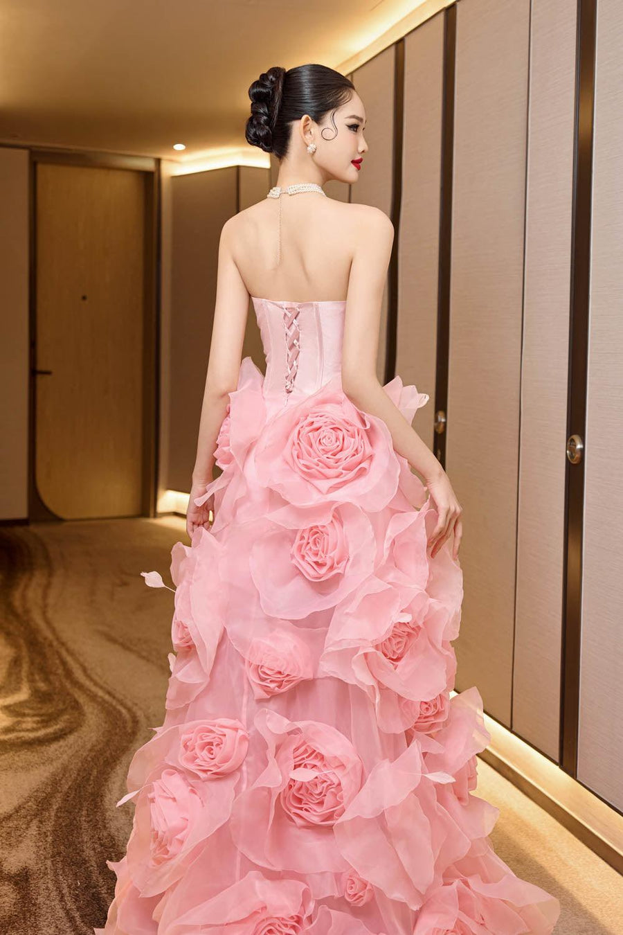 Jubilee of Jewels Slit Floral Mesh Taffeta Floor Length Dress 18
