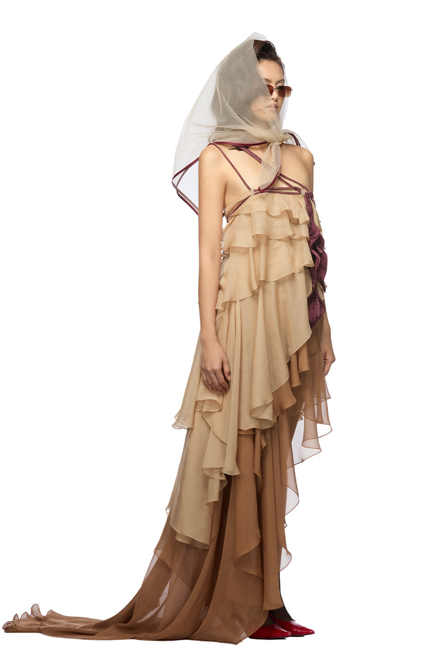 Karina Asymmetric Layered Organza Voile High-low Dress Maxi Dress DAS LA VIE