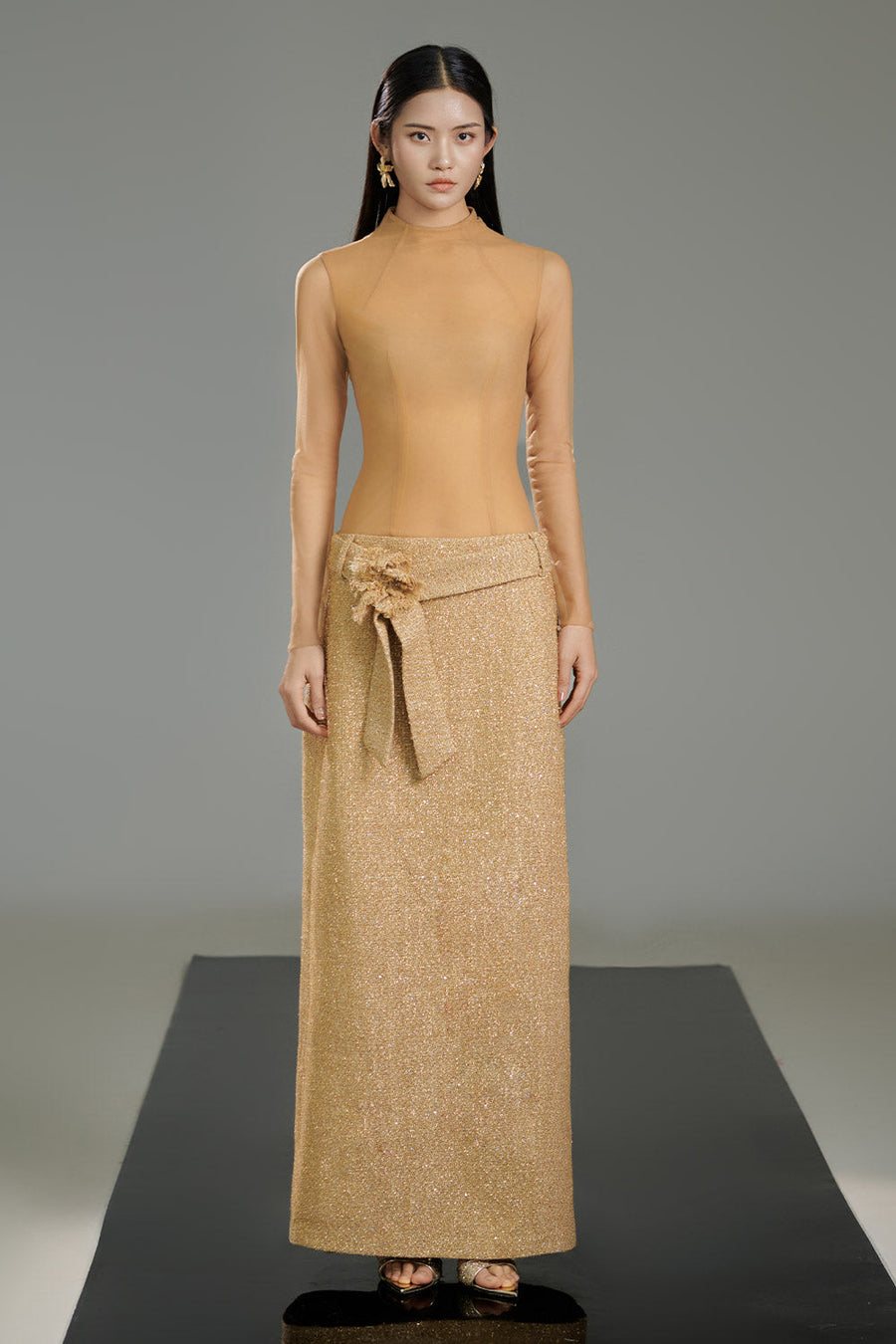 Haynes Sheath Long Sleeved Polyester Floor Length Dress 5