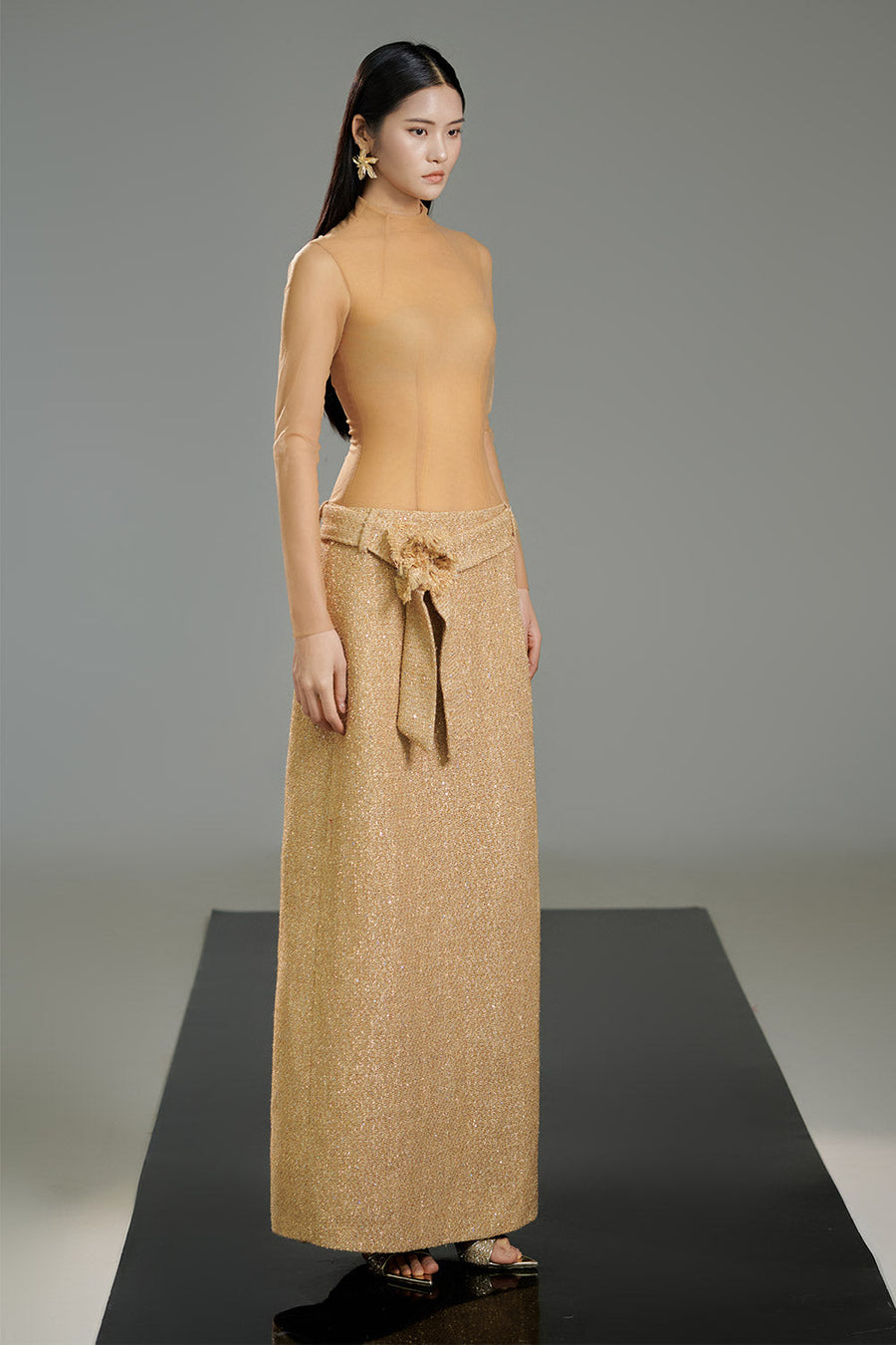 Haynes Sheath Long Sleeved Polyester Floor Length Dress 4