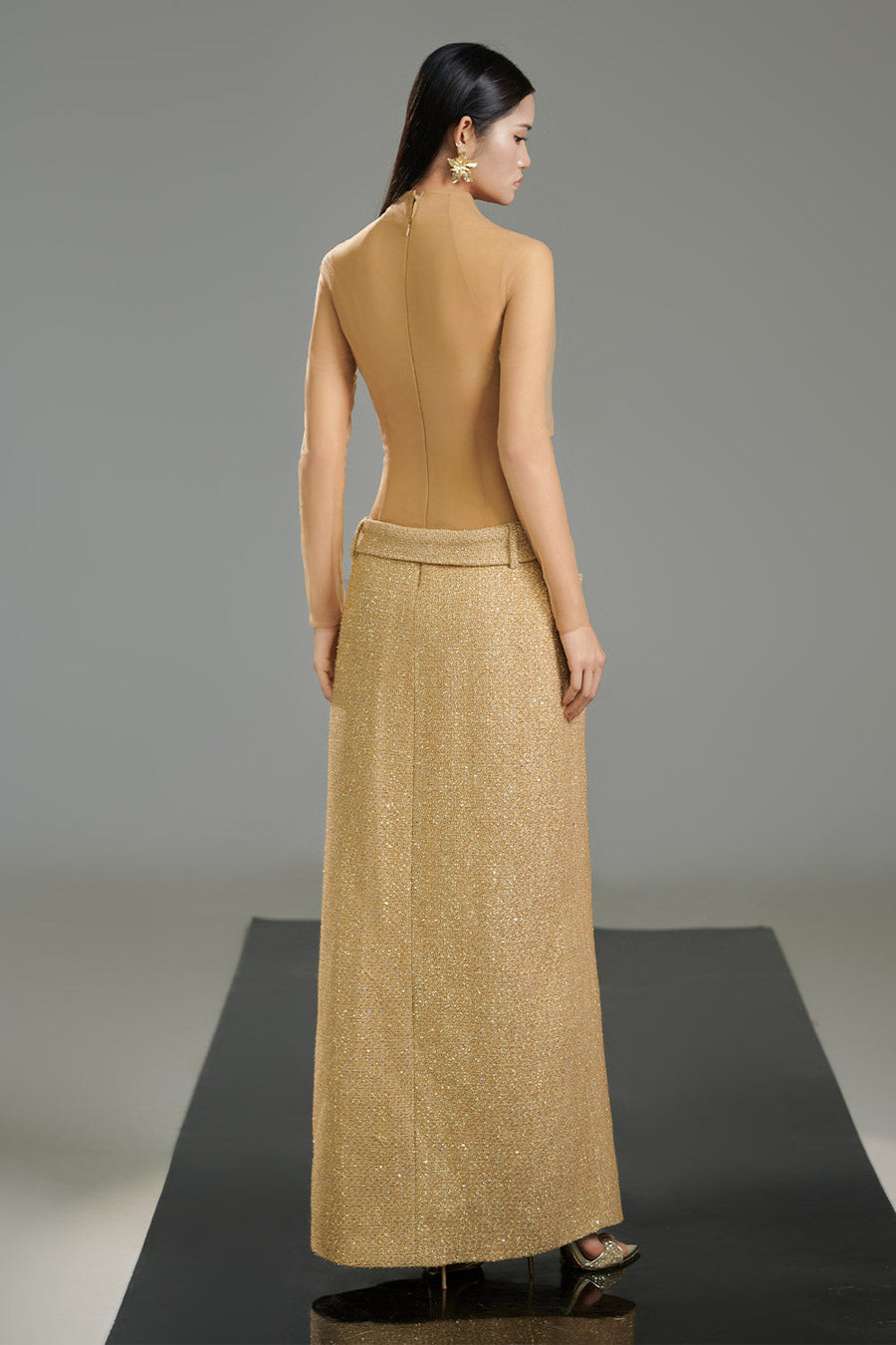 Haynes Sheath Long Sleeved Polyester Floor Length Dress 3