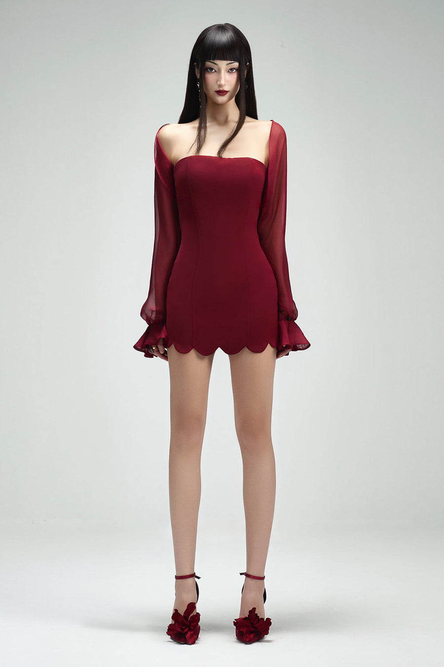 Vale Blouson Poet Sleeved Chiffon Crop Top 1