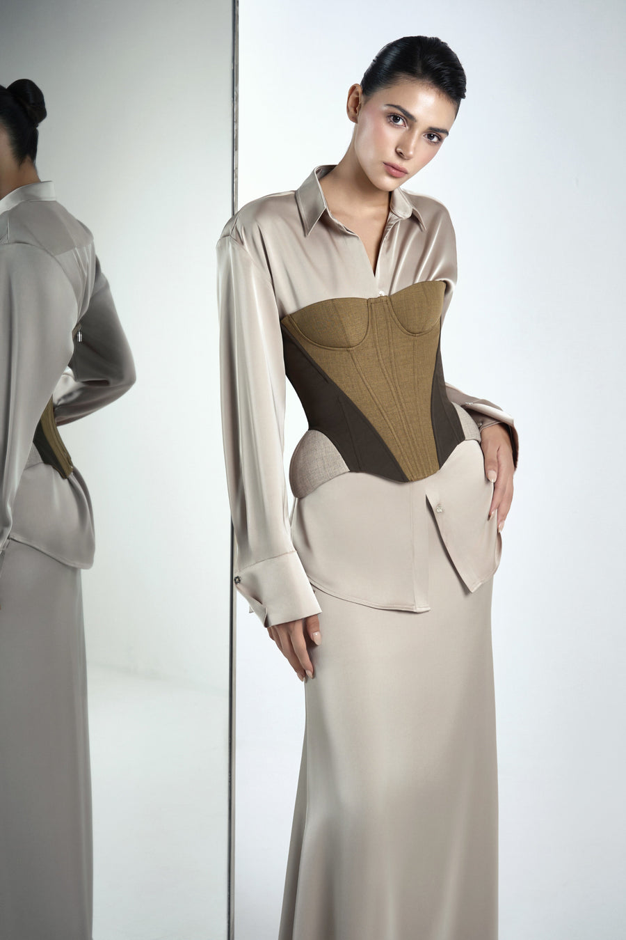 Kim A-line Plain Silk Maxi Skirt 10