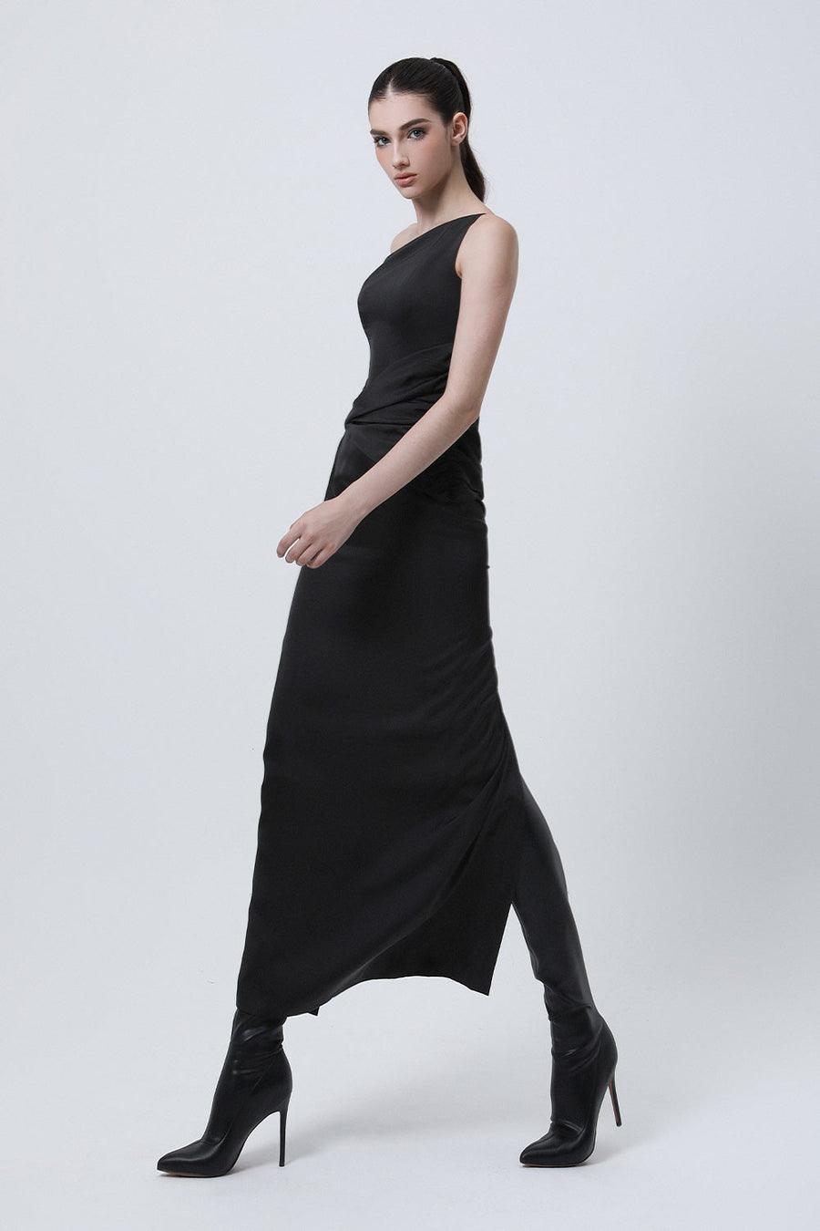 Imperial Sheath One Shoulder Silk Ankle Length Dress 3