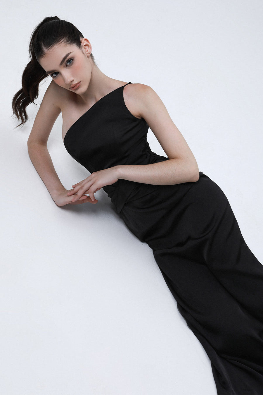 Imperial Sheath One Shoulder Silk Ankle Length Dress 2