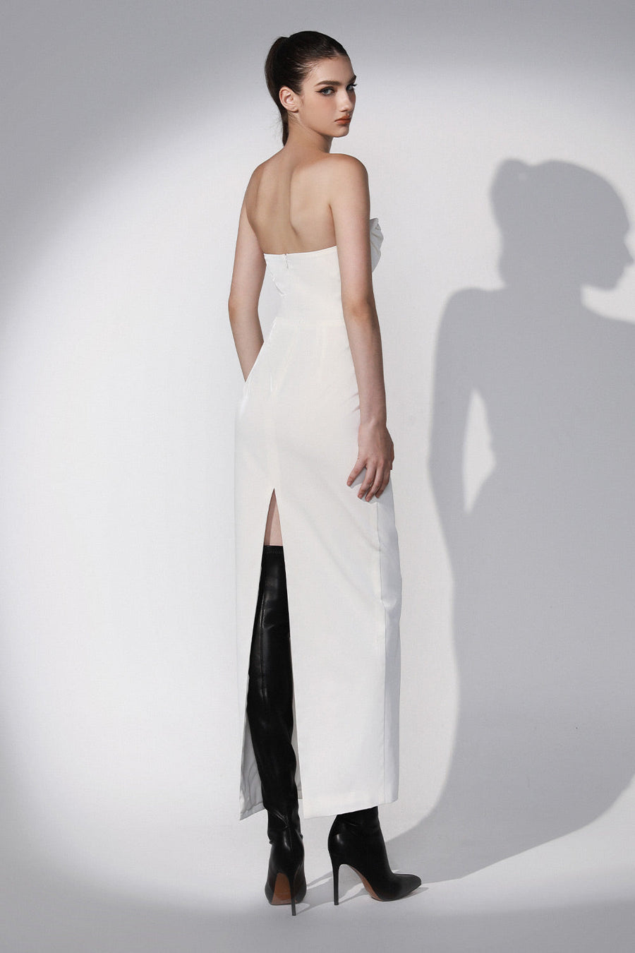 Palladium Sheath Straight Across Neck Vinyl Ankle Length Dress 4