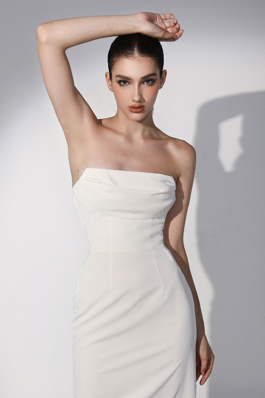 Palladium Sheath Straight Across Neck Vinyl Ankle Length Dress 2