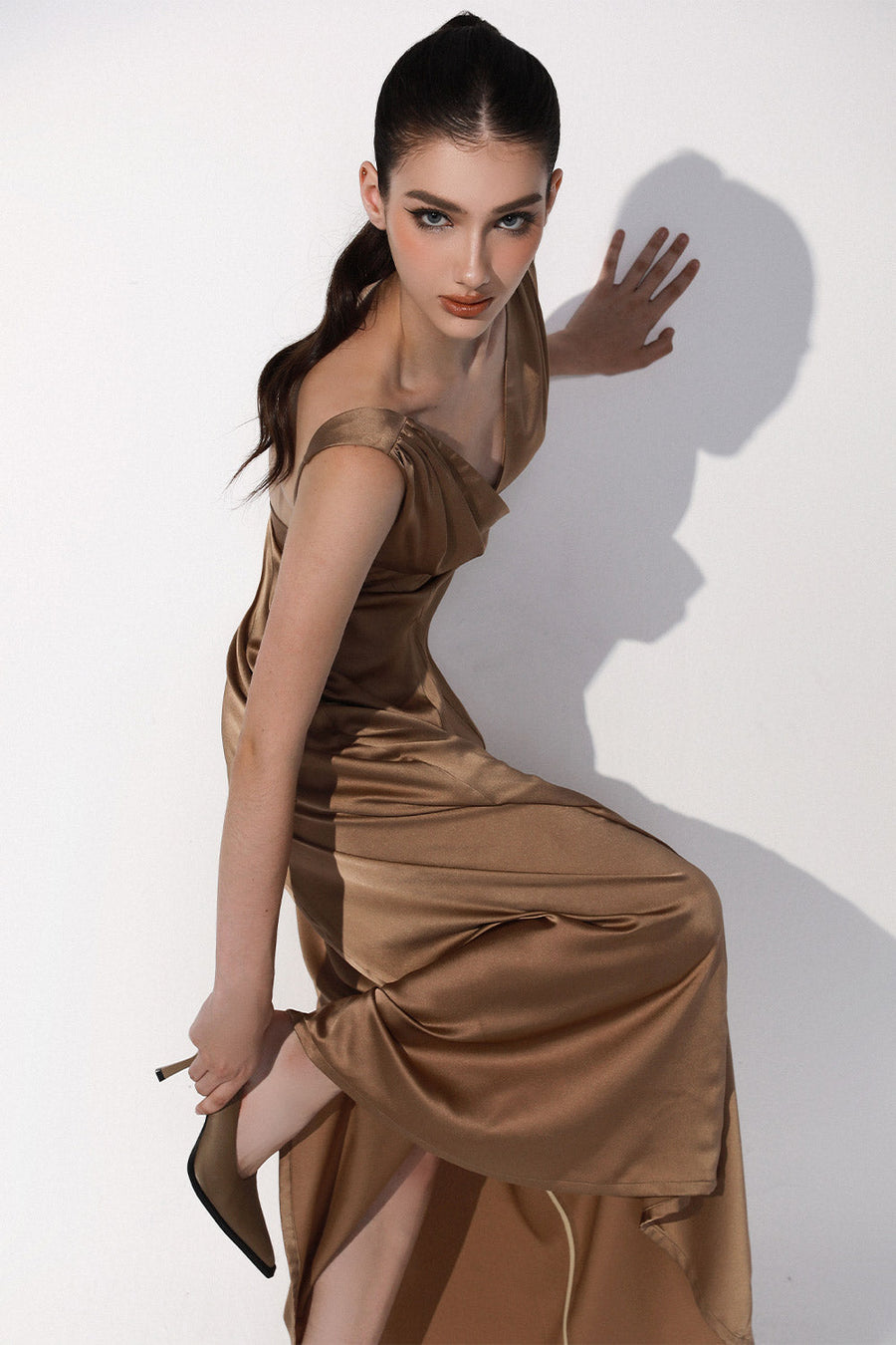 Soleil A-line Open Back Silk Maxi Dress 2