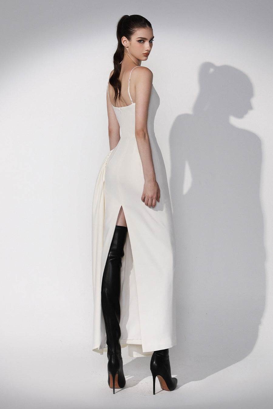Guinevere Asymmetric Spaghetti Strap Cotton Maxi Dress 4