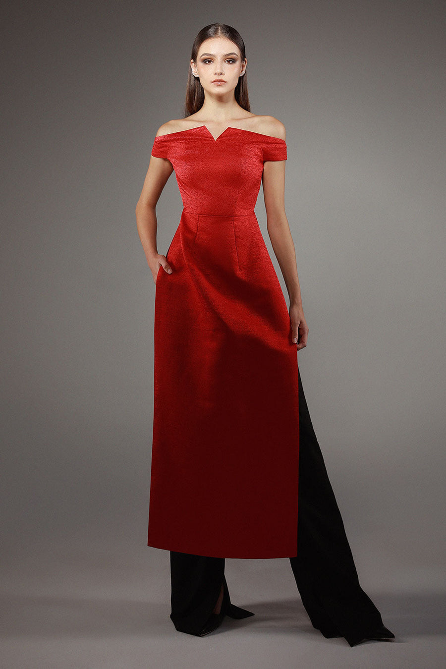 Vigor A-line Back Zipper Brocade Floor Length Ao Dai Set 1