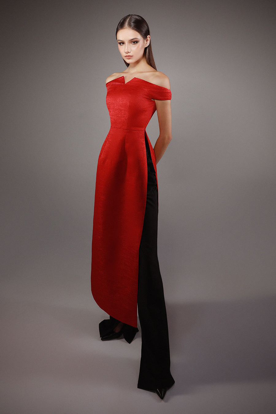 Vigor A-line Back Zipper Brocade Floor Length Ao Dai Set 4
