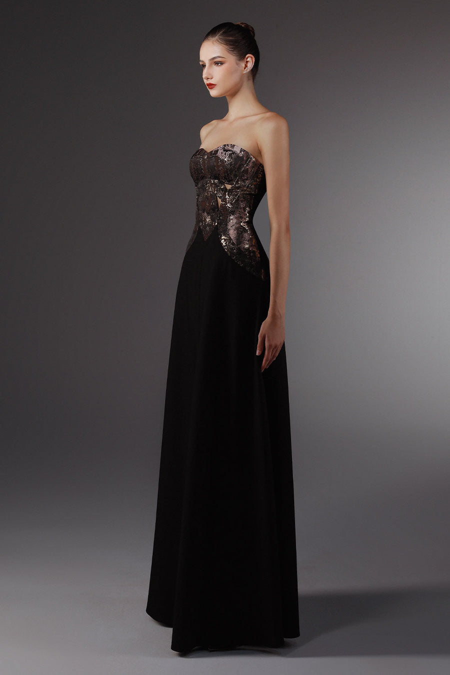 Jardin A-line Open Shoulder Wool Cotton Floor Length Dress 5
