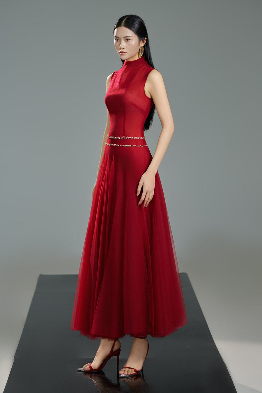 Karina A-line Sleeveless Polyester Ankle Length Dress 4