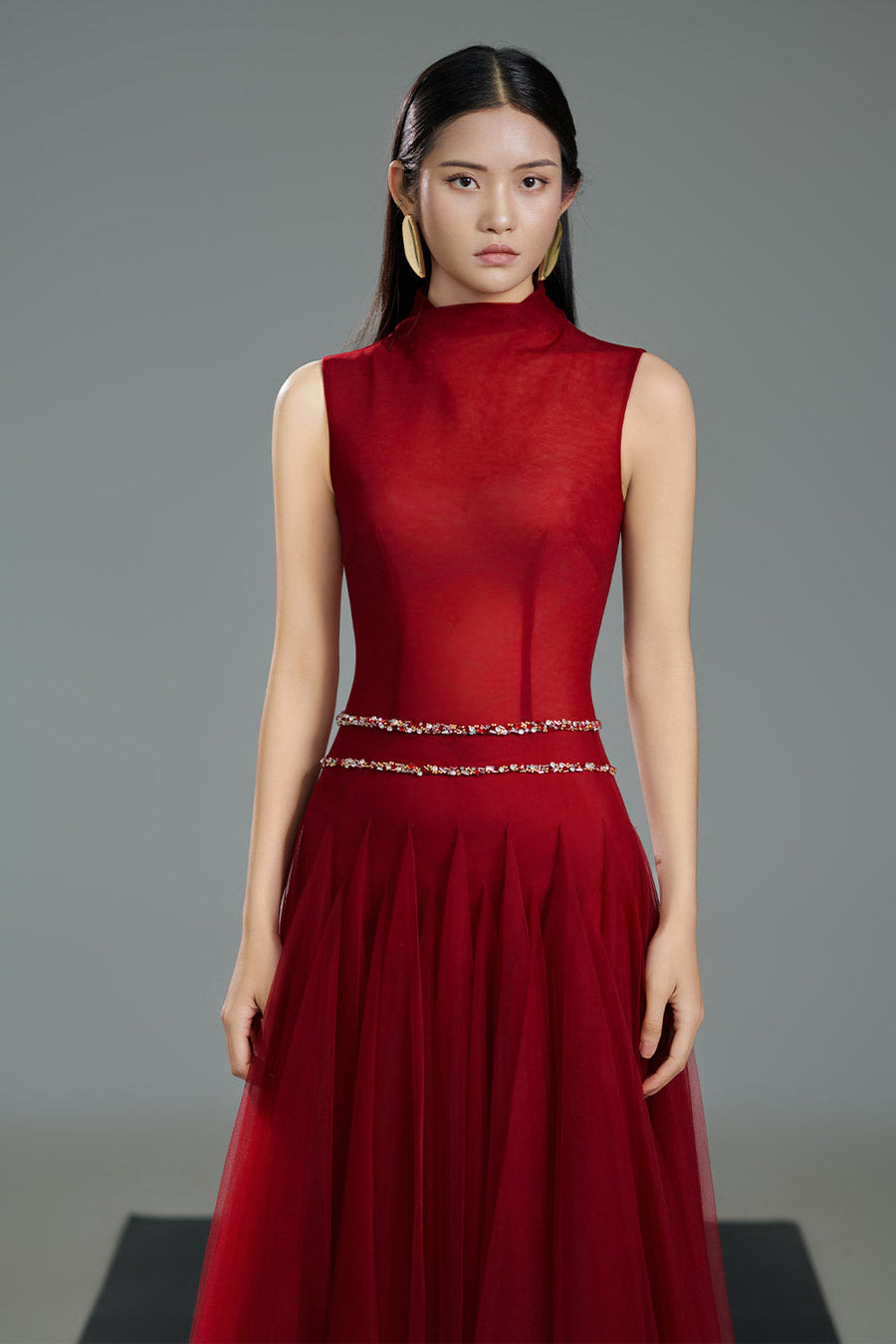 Karina A-line Sleeveless Polyester Ankle Length Dress 2