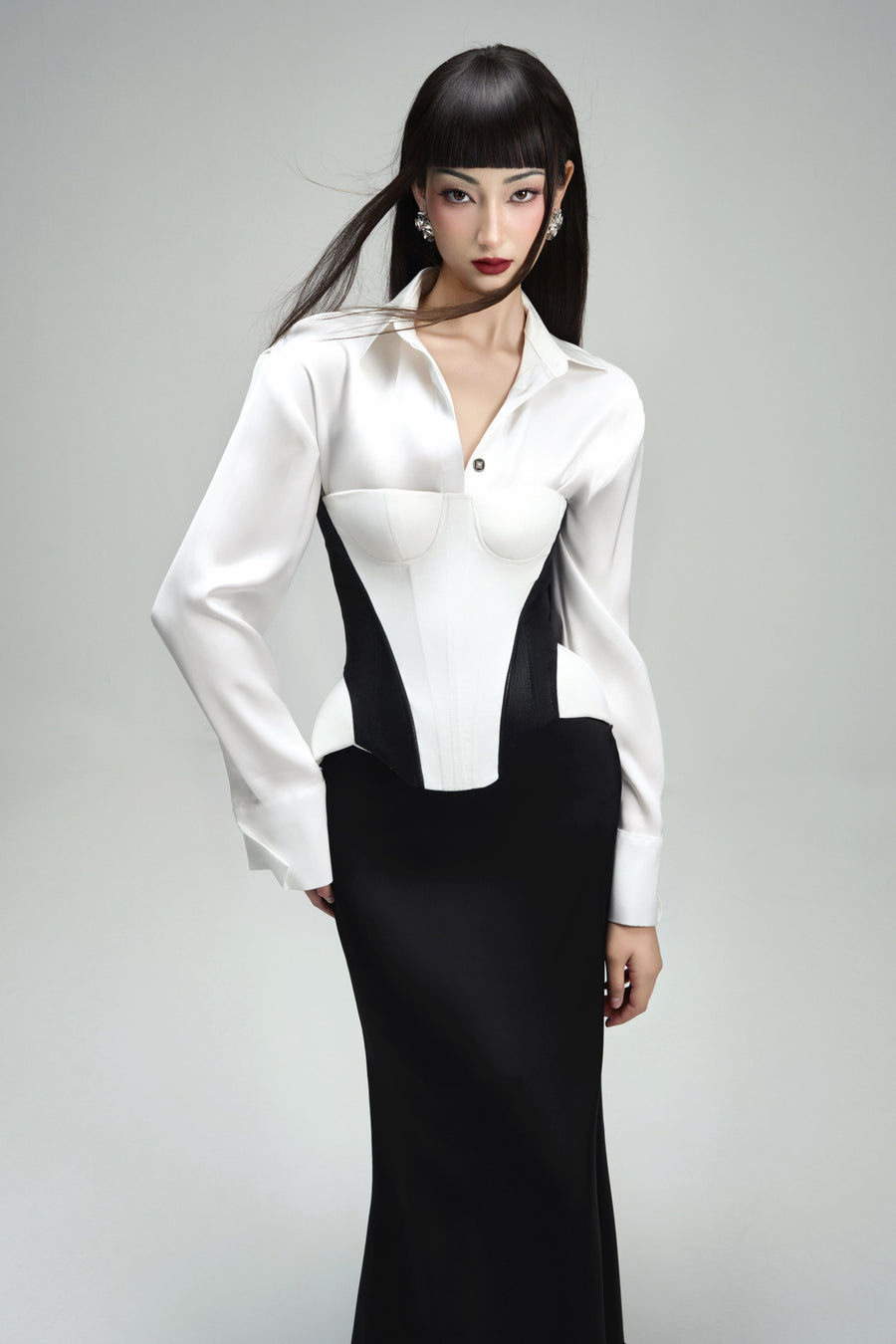 Iron Bodycon Chest Cup Crinkle Crepe Corset 10