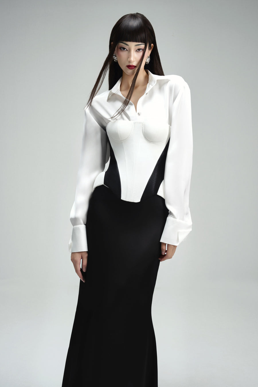 Iron Bodycon Chest Cup Crinkle Crepe Corset 11