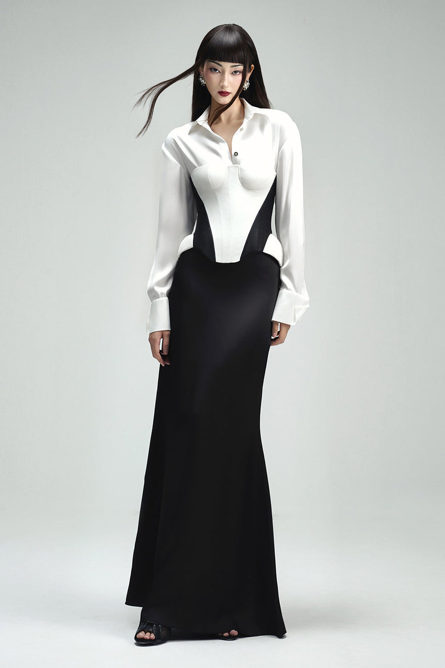 Kim A-line Plain Silk Maxi Skirt 1