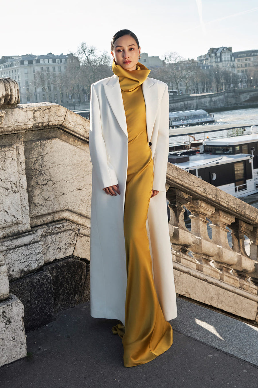 Fiona Straight Peak Lapel Twill Ankle Length Trench Coat 3