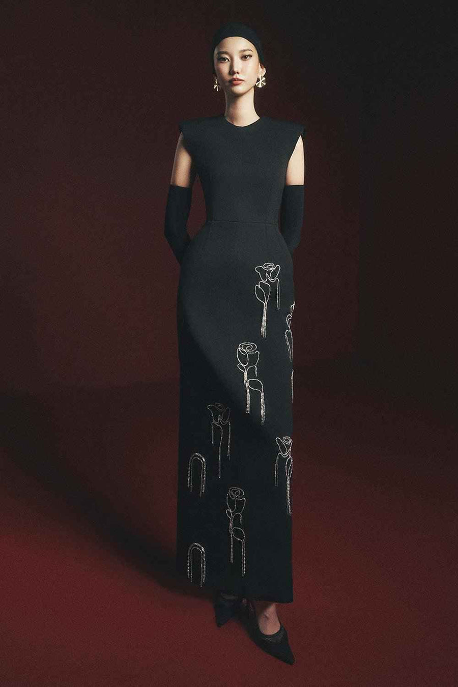 Douglasy Sheath Cap Sleeved Polyester Ankle Length Dress Maxi Dress Maison des Copains