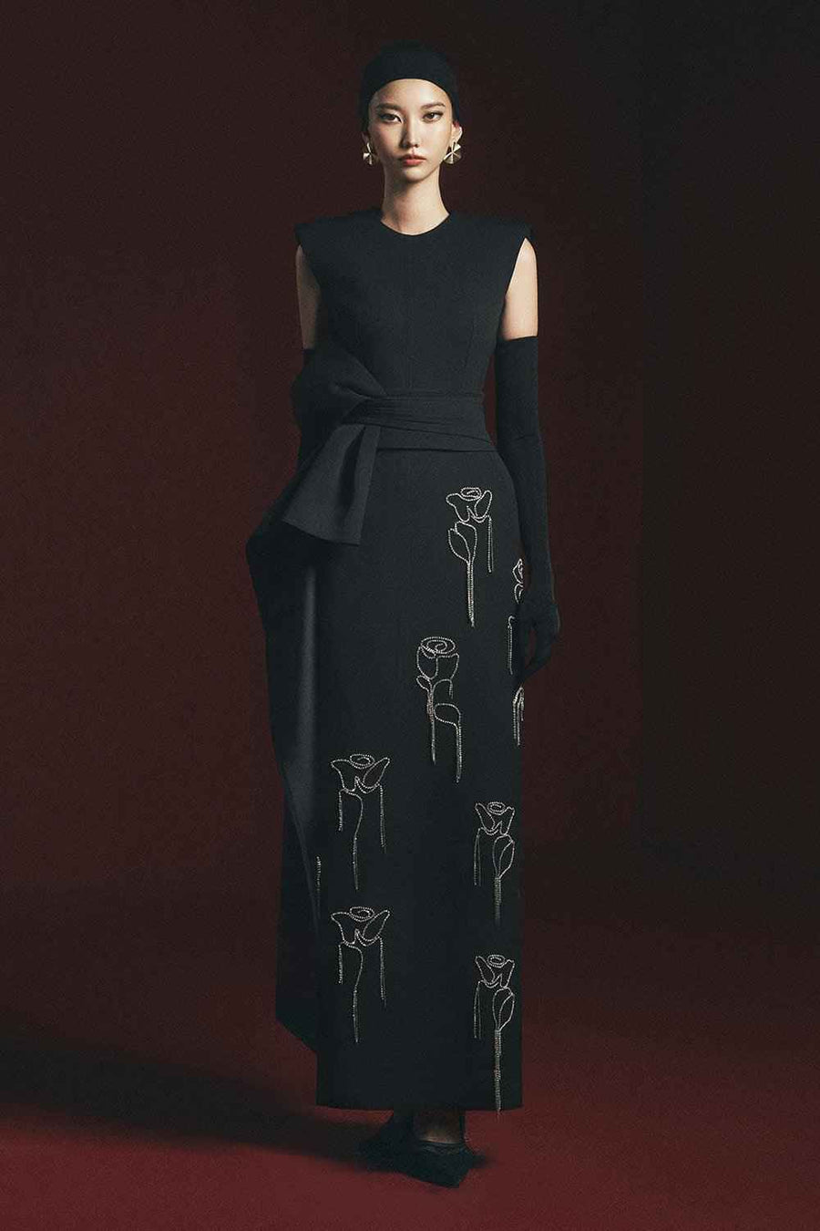 Douglasy Sheath Cap Sleeved Polyester Ankle Length Dress Maxi Dress Maison des Copains