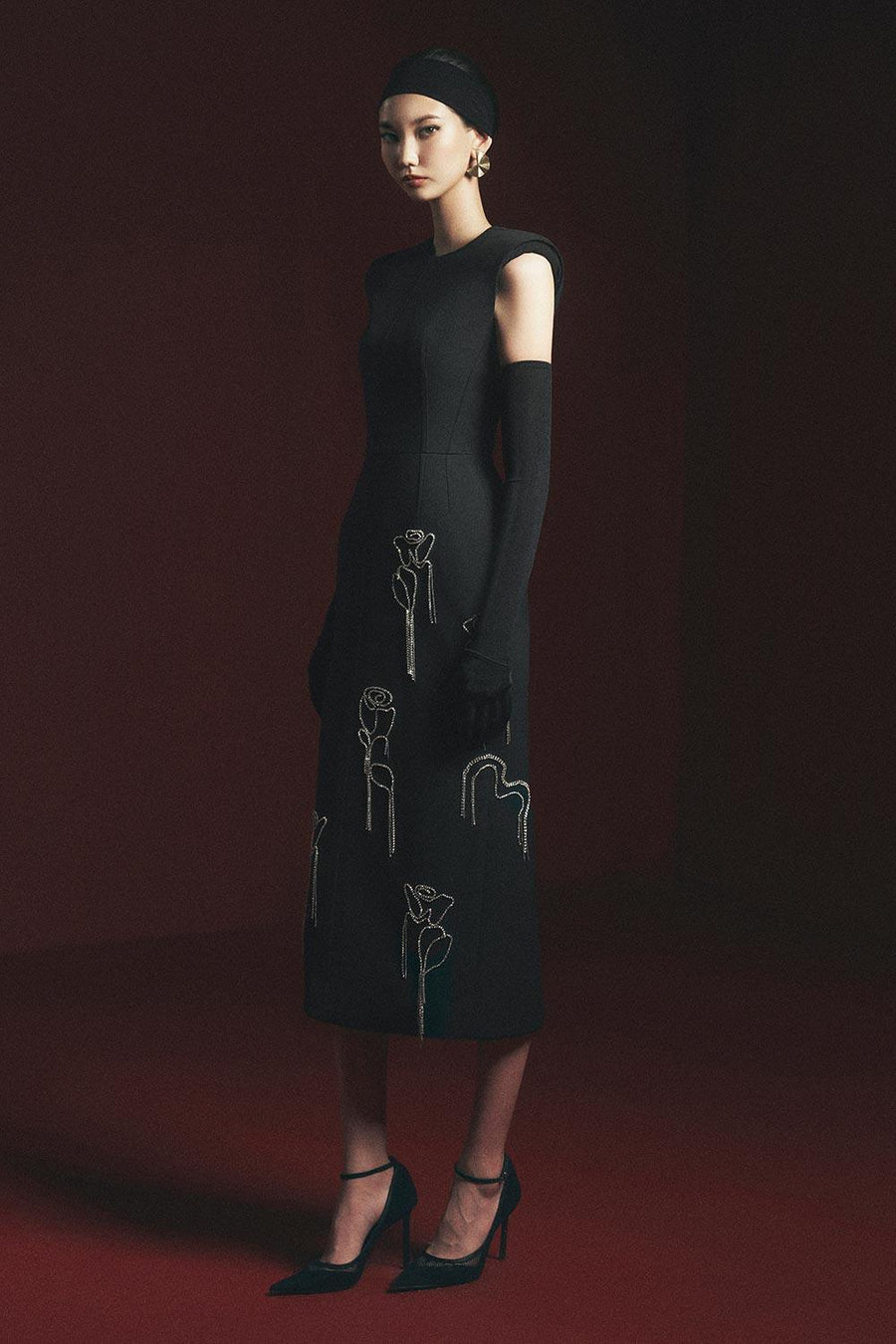Douglasy Sheath Round Neck Polyester Midi Dress Midi Dress Maison des Copains