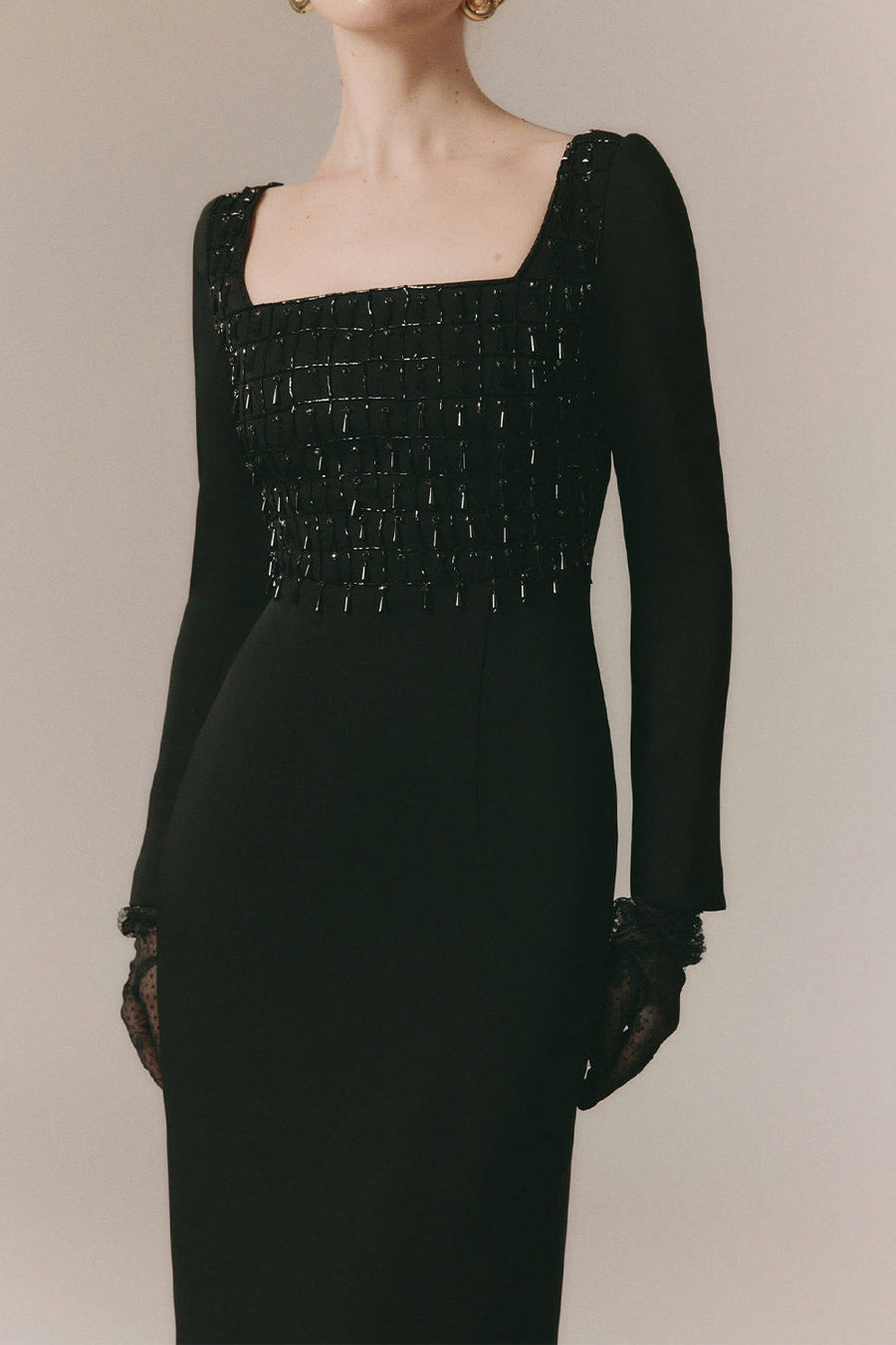 Starlight Sheath Back Slit Poly Silk Ankle Length Dress 2