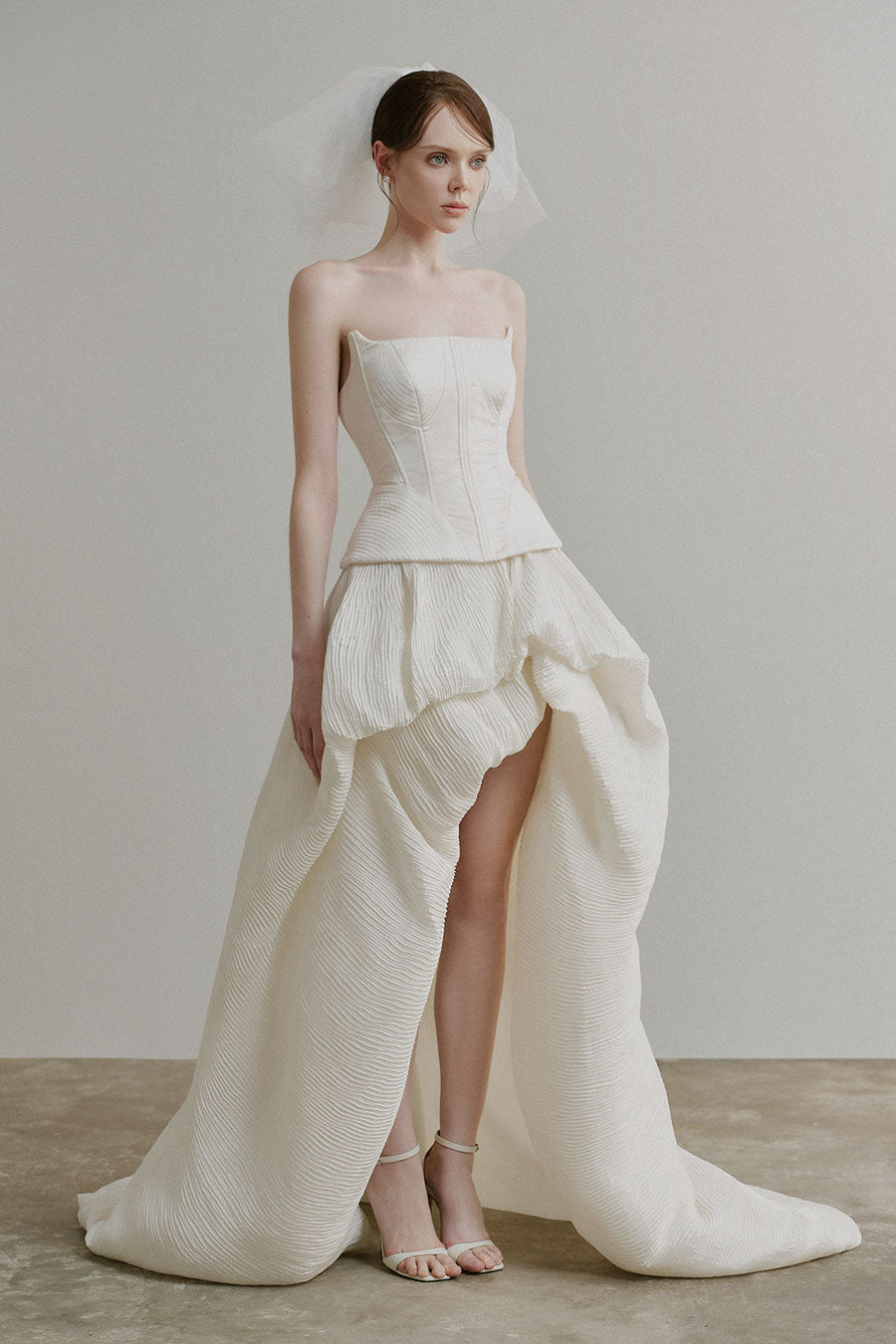 Dilys Asymmetric Layered Duchess Satin High-low Dress 4