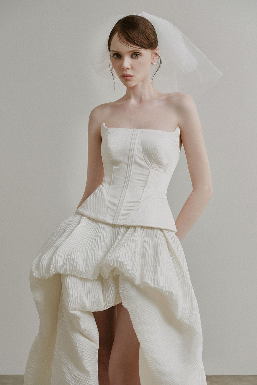 Dilys Asymmetric Layered Duchess Satin High-low Dress 2