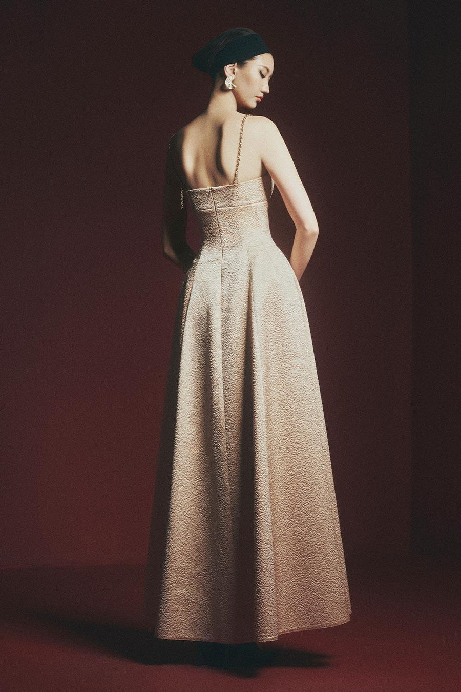 Lamium A-line Back Zipper Jacquard Floor Length Dress 2