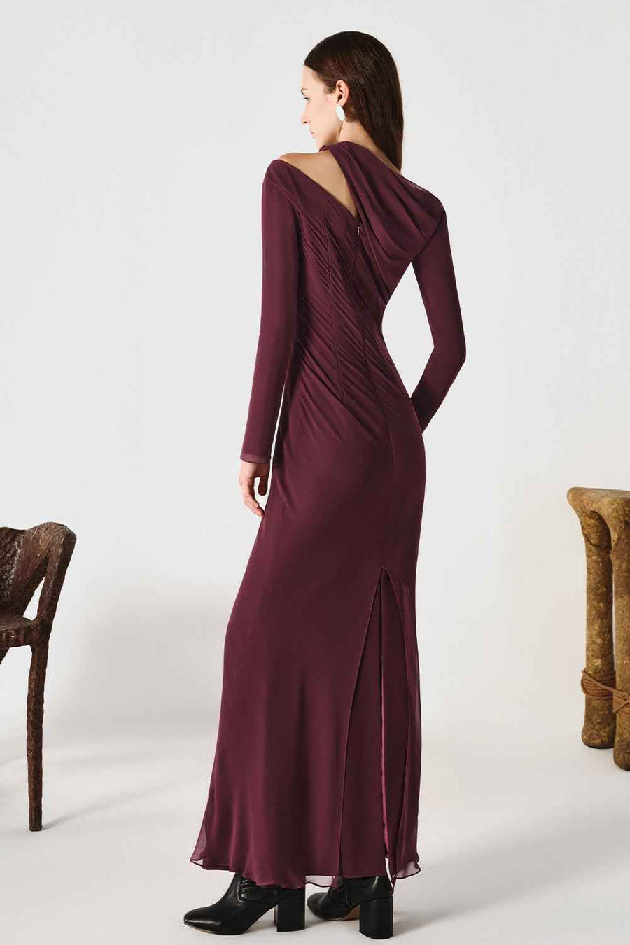 Sophia Sheath Asymmetric Neck Chiffon Maxi Dress Maxi Dress Lecia RTW