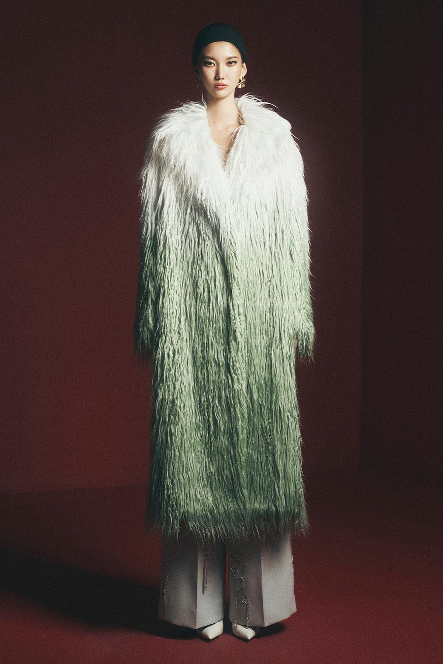 Jayla Straight V-Neck Faux Fur Calf Length Trench Coat Trench Coat Maison des Copains