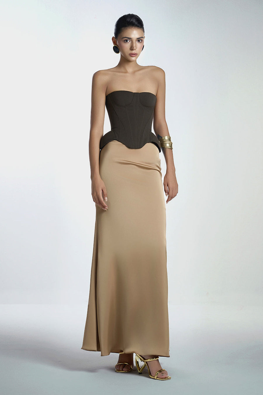 Iron Bodycon Chest Cup Crinkle Crepe Corset 4