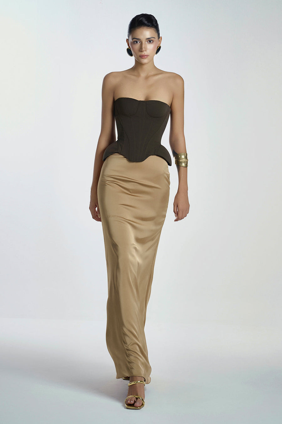 Iron Bodycon Chest Cup Crinkle Crepe Corset 1