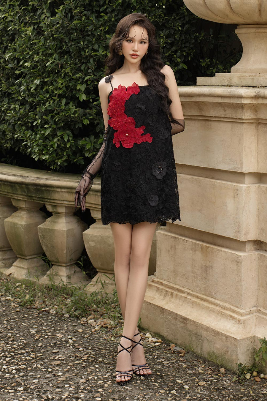Heartstrings Straight Square Neck Lace Mini Dress 1
