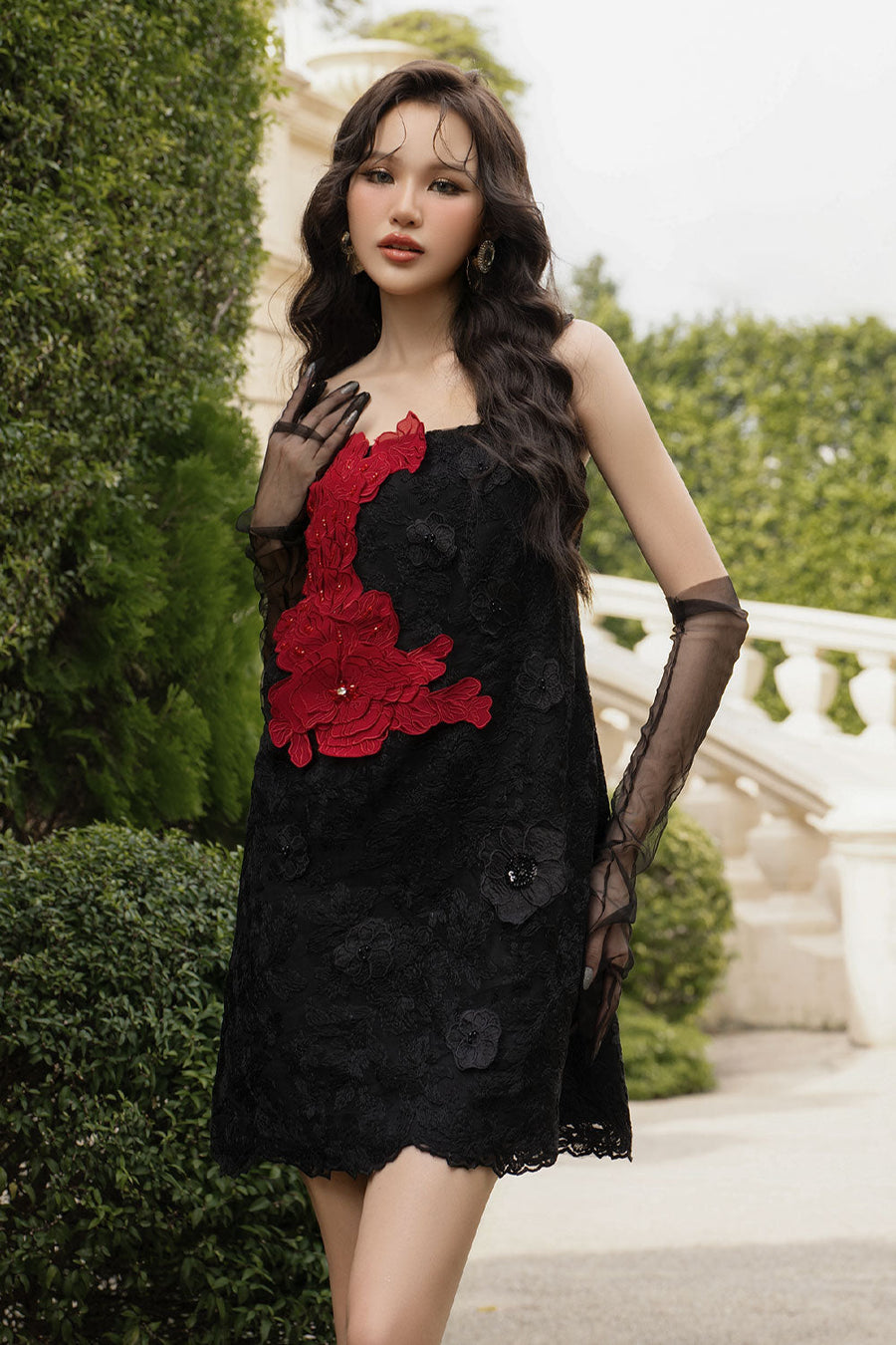 Heartstrings Straight Square Neck Lace Mini Dress 5