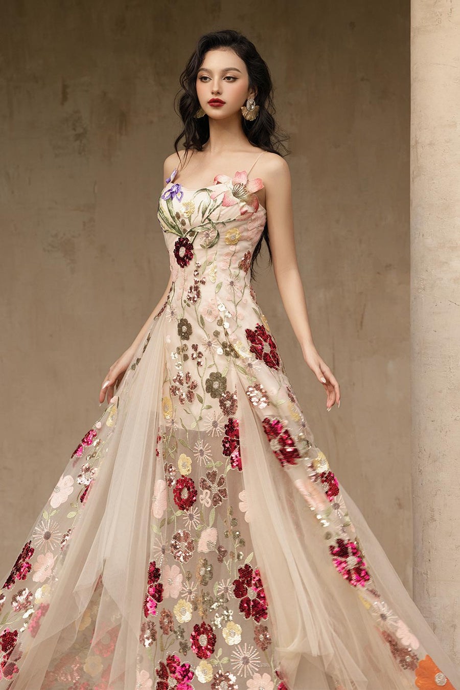 Mirina A-line Sleeveless Mesh Floor Length Dress 7