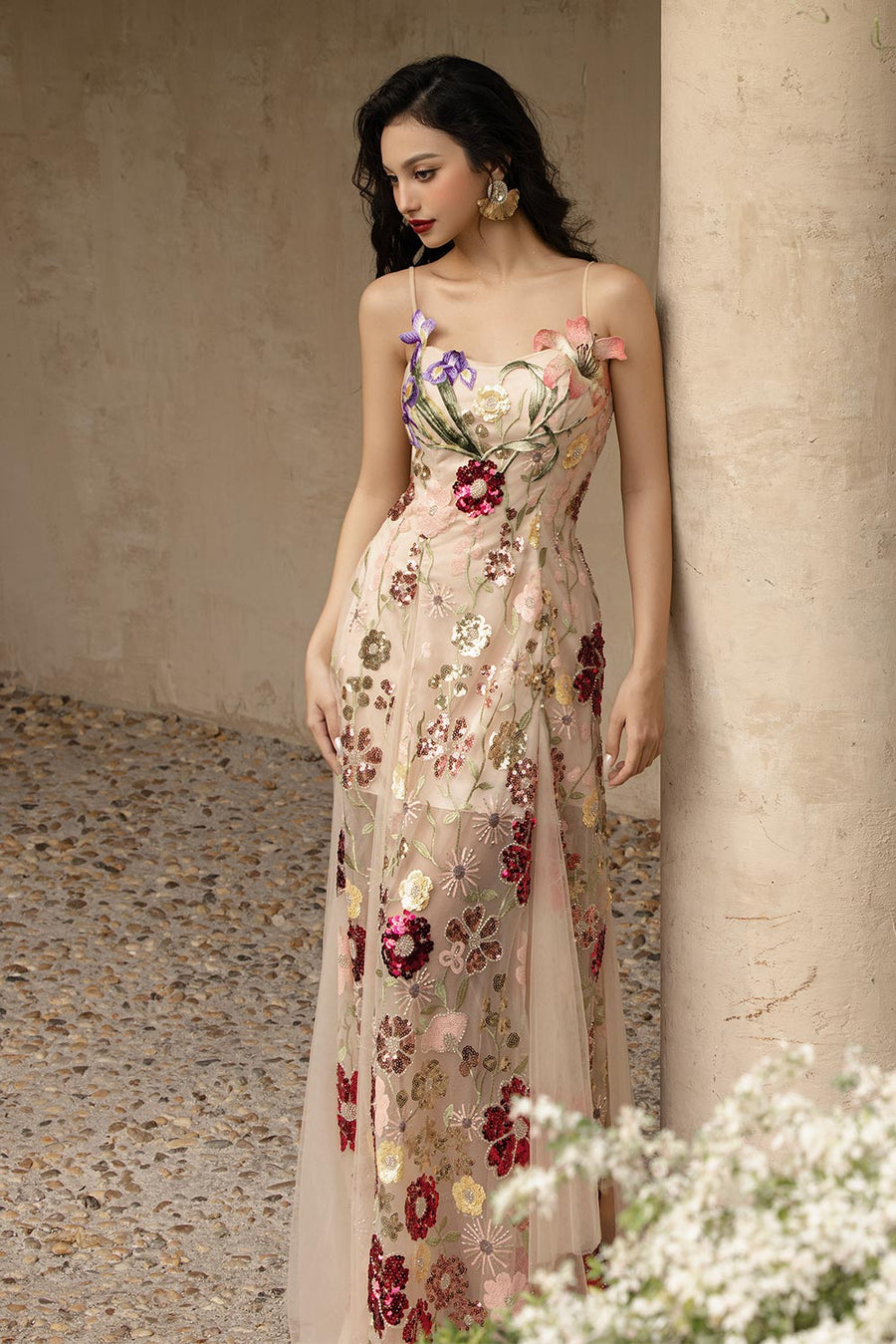 Mirina A-line Sleeveless Mesh Floor Length Dress 5