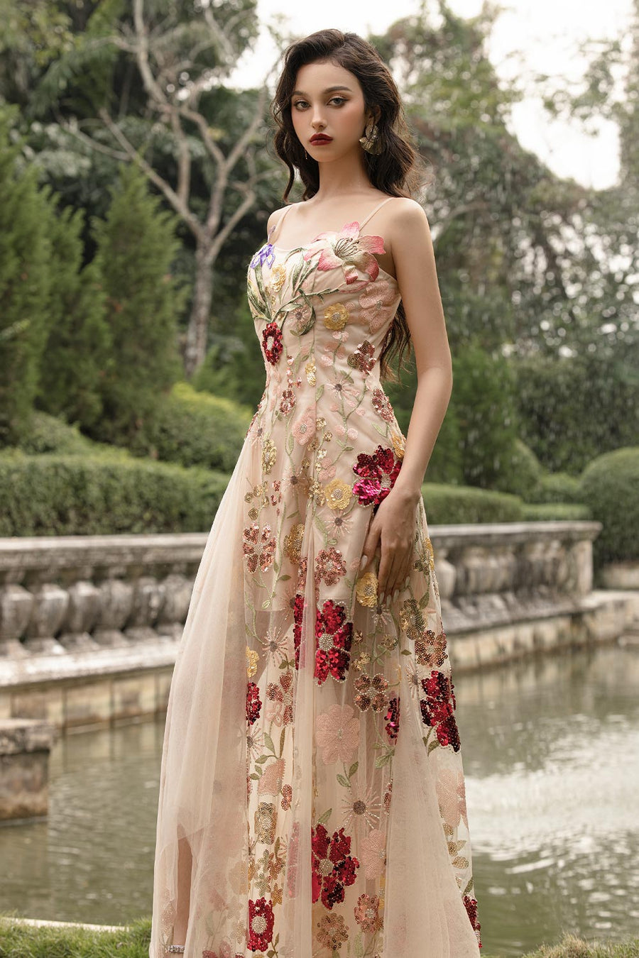 Mirina A-line Sleeveless Mesh Floor Length Dress 2