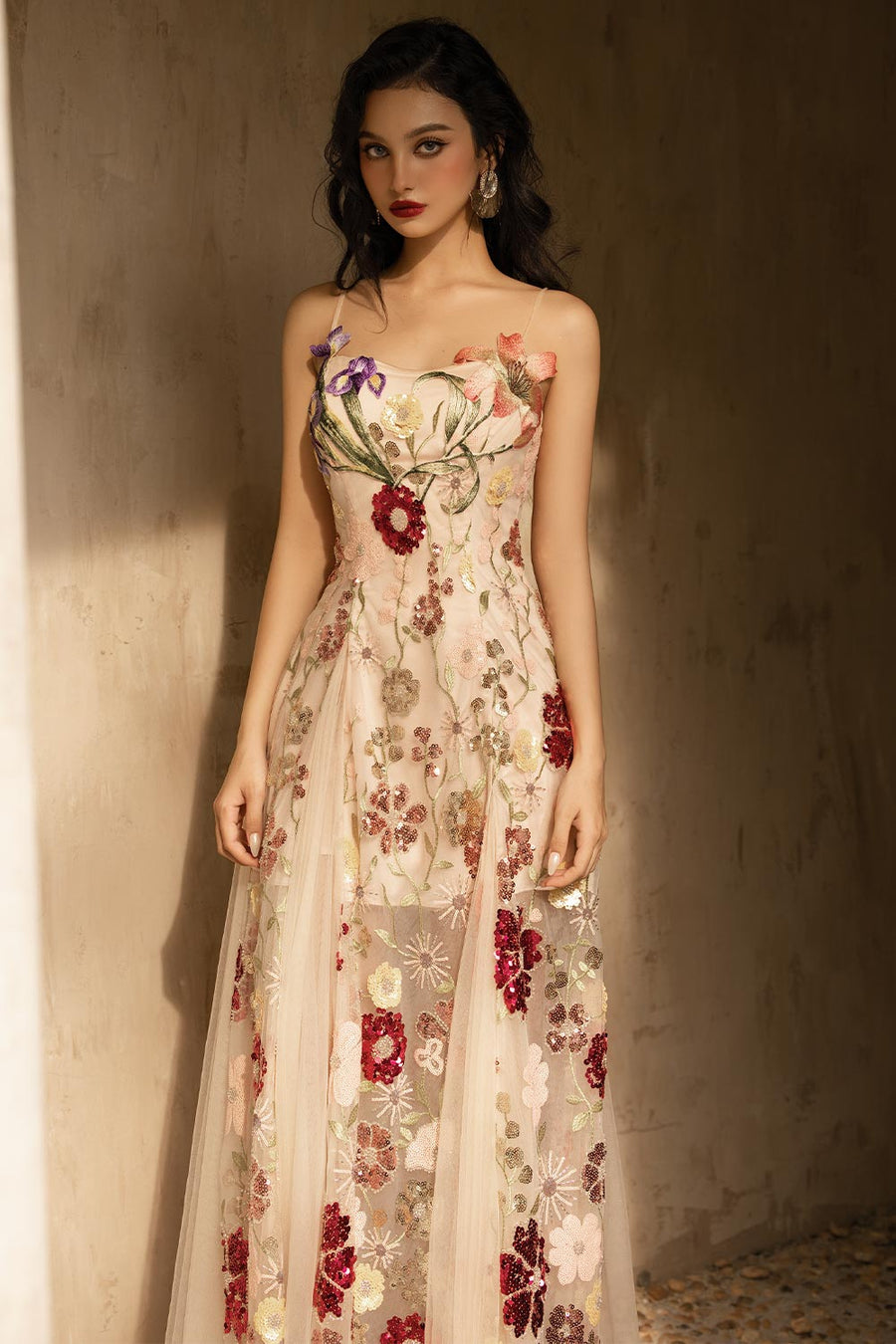 Mirina A-line Sleeveless Mesh Floor Length Dress 3