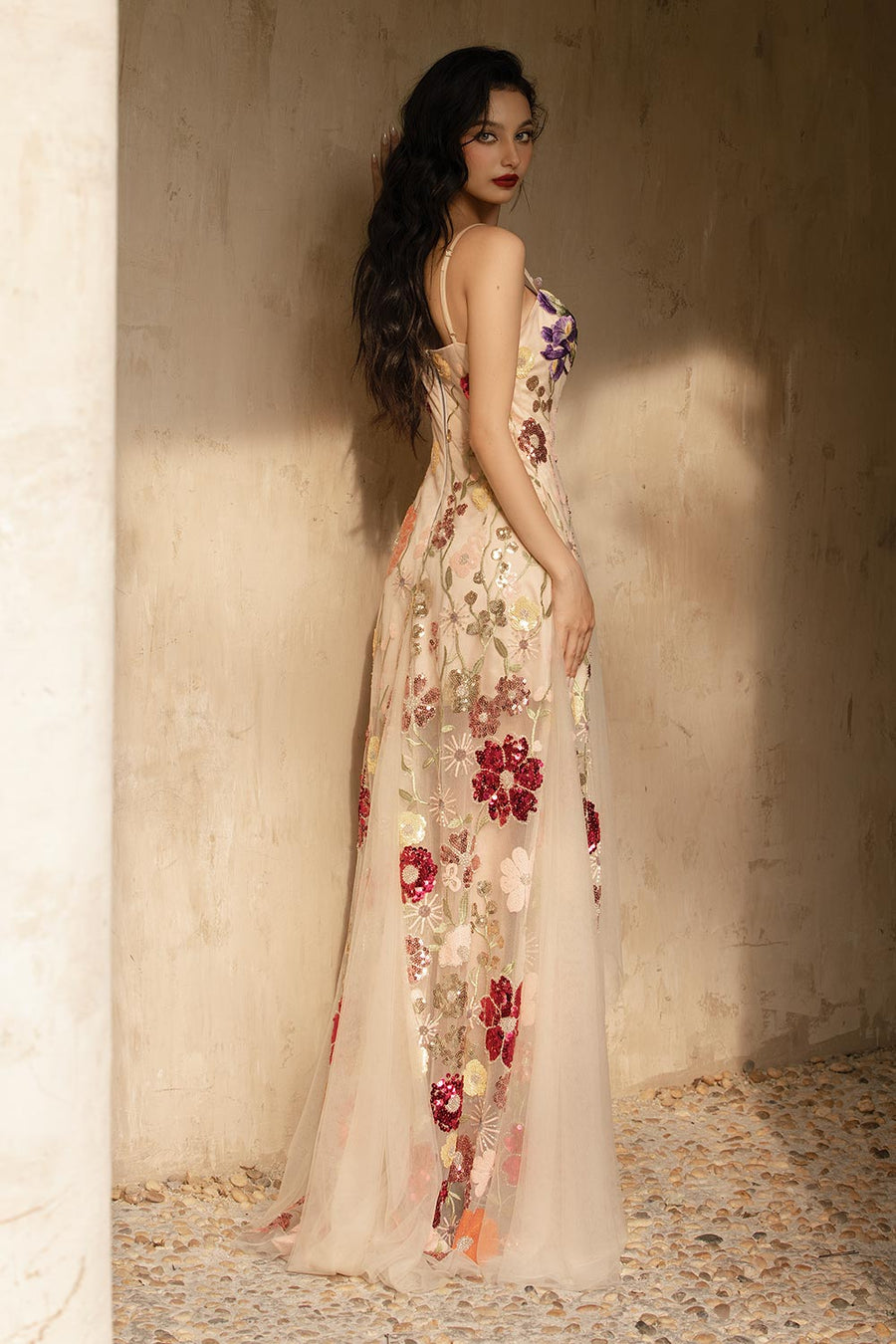 Mirina A-line Sleeveless Mesh Floor Length Dress 4