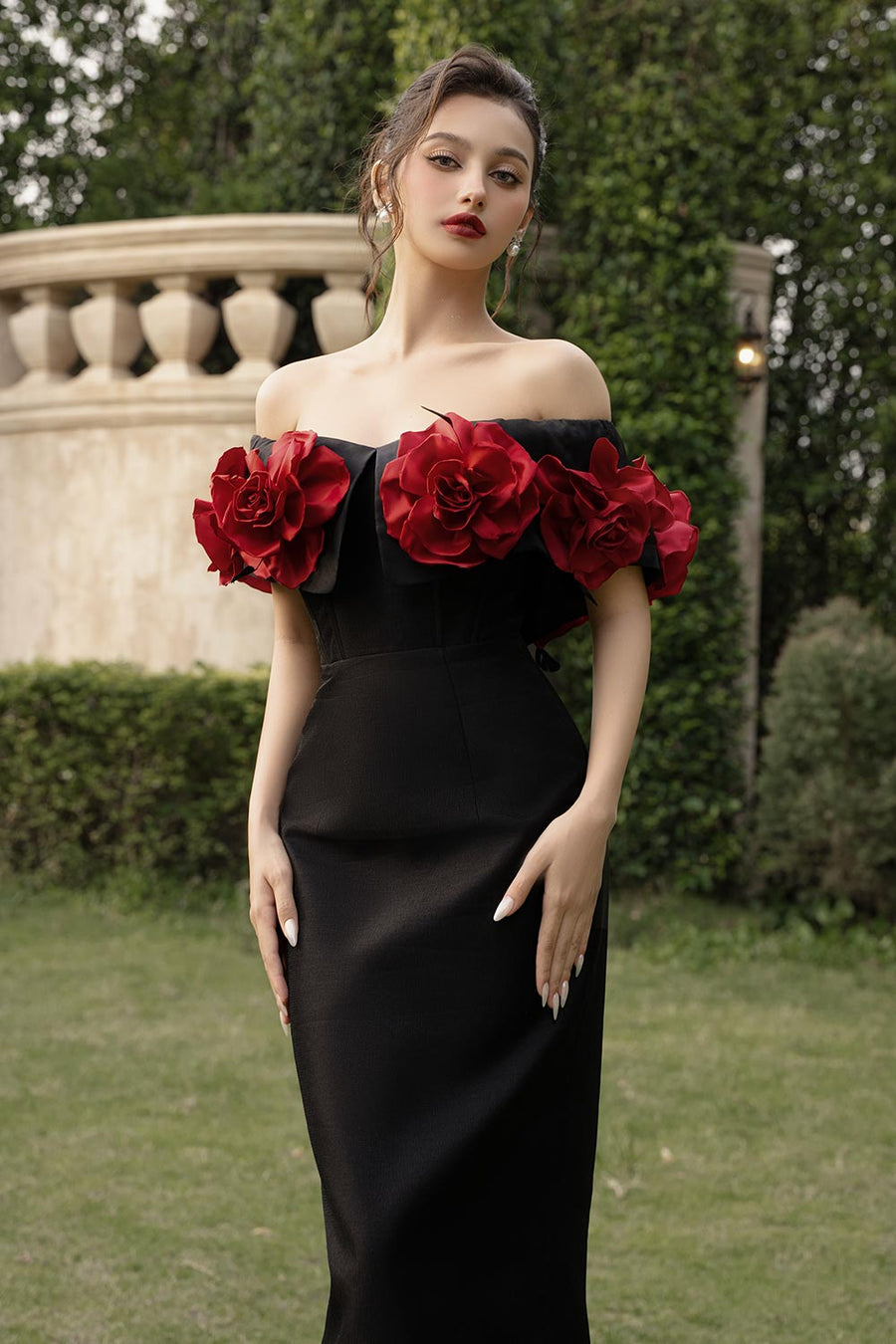 Riri Rose Hourglass Off-Shoulder Taffeta Midi Dress 3