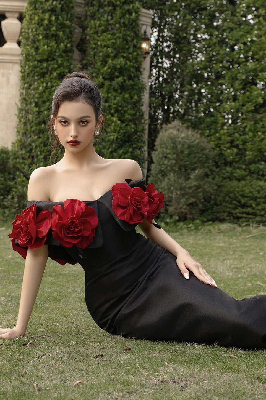 Riri Rose Hourglass Off-Shoulder Taffeta Midi Dress 4