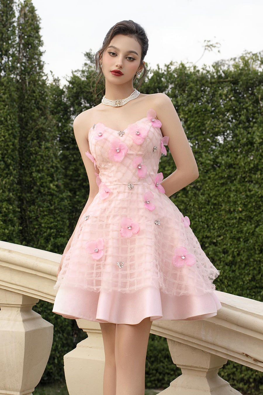 Forever Yours A-line Layered Mesh Taffeta Mini Dress 3