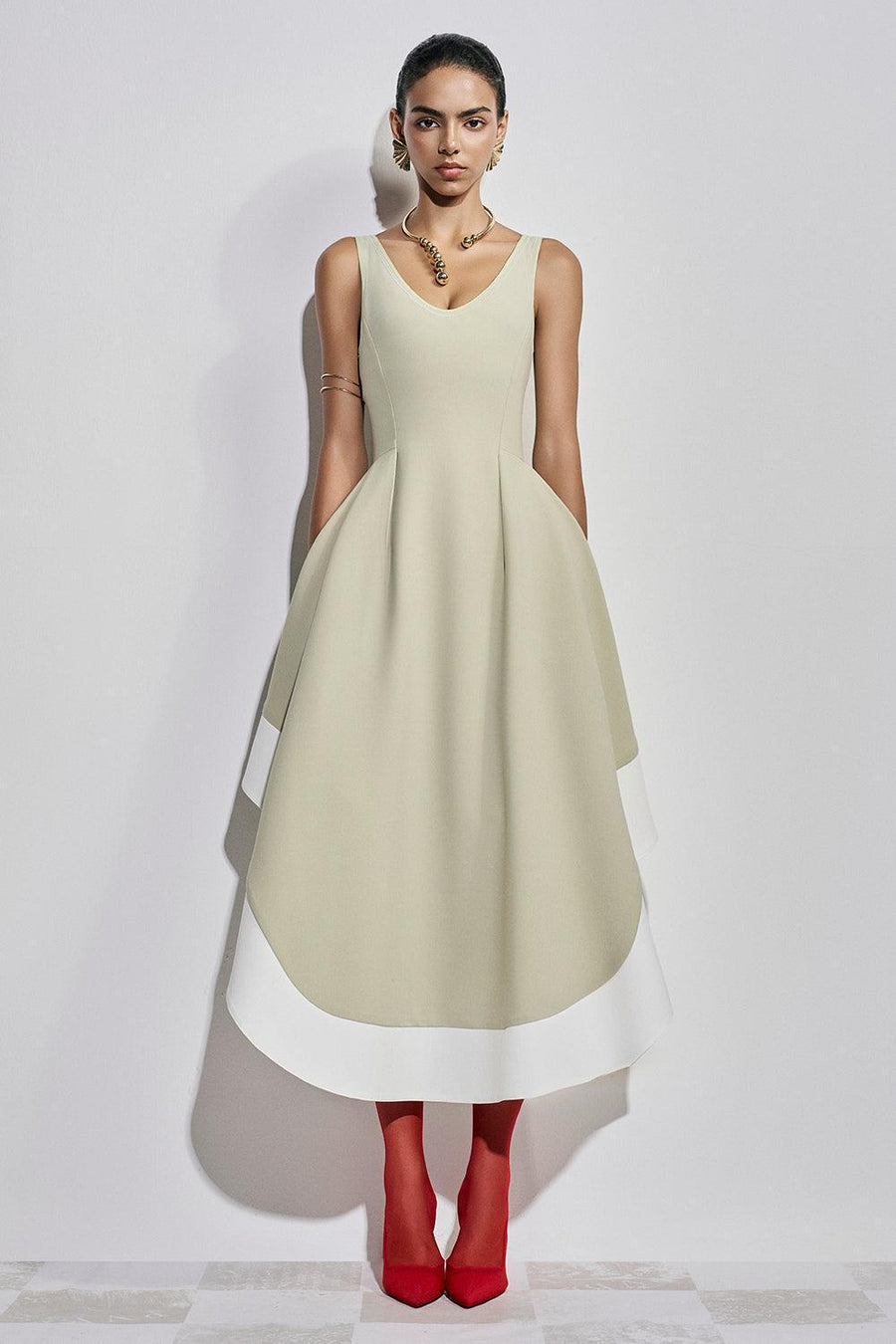 Vivienne Asymmetric V-Neck Polyester Ankle Length Dress Maxi Dress Maison des Copains