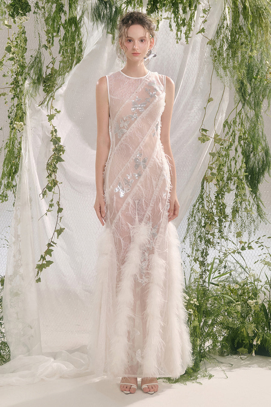 Dulcie Sheath See-Through Lace Ankle Length Dress Maxi Dress Arti Apparel